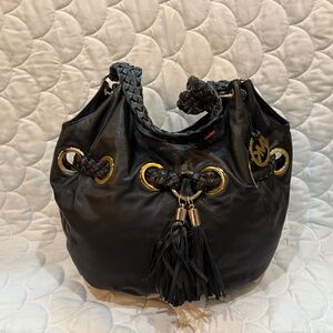 Michael Kors Black Hobo Bag with Gold Details